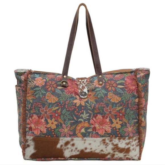Myra Bag Handbags - NWT Myra Bag Boho Leather & Floral Canvas Weekender Travel Bag